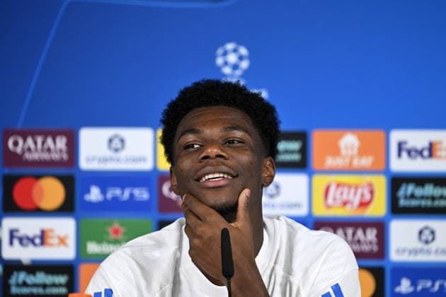 Ahead of Real Madrid v Olympique de Marseille - UEFA Champions League MADRID, SPAIN - SEPTEMBER 15: Aurelien Tchouameni of Real Madrid attends a press conference, PK, Pressekonferenz after training session at Valdebebas facilities ahead of UEFA Champions League football match against Olympique de Marseille in Madrid, Spain on September 15, 2025. Burak Akbulut Anadolu Madrid Spain. Editorial use only. Please get in touch for any other usage.  Copyright: x2025xAnadoluxBurakxAkbulutx