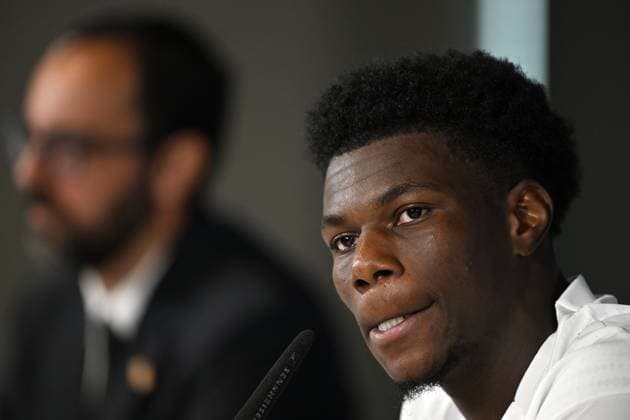 Ahead of Real Madrid v Olympique de Marseille - UEFA Champions League MADRID, SPAIN - SEPTEMBER 15: Aurelien Tchouameni of Real Madrid attends a press conference, PK, Pressekonferenz after training session at Valdebebas facilities ahead of UEFA Champions League football match against Olympique de Marseille in Madrid, Spain on September 15, 2025. Burak Akbulut Anadolu Madrid Spain. Editorial use only. Please get in touch for any other usage.  Copyright: x2025xAnadoluxBurakxAkbulutx