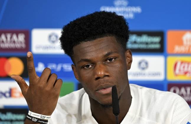 Ahead of Real Madrid v Olympique de Marseille - UEFA Champions League MADRID, SPAIN - SEPTEMBER 15: Aurelien Tchouameni of Real Madrid attends a press conference, PK, Pressekonferenz after training session at Valdebebas facilities ahead of UEFA Champions League football match against Olympique de Marseille in Madrid, Spain on September 15, 2025. Burak Akbulut Anadolu Madrid Spain. Editorial use only. Please get in touch for any other usage.  Copyright: x2025xAnadoluxBurakxAkbulutx
