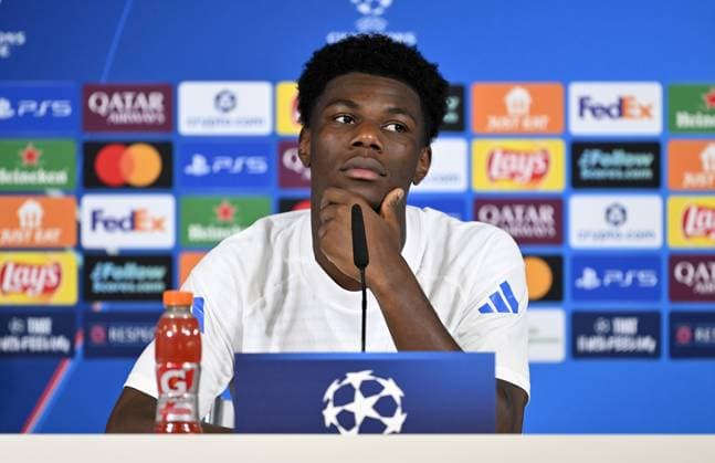 Ahead of Real Madrid v Olympique de Marseille - UEFA Champions League MADRID, SPAIN - SEPTEMBER 15: Aurelien Tchouameni of Real Madrid attends a press conference, PK, Pressekonferenz after training session at Valdebebas facilities ahead of UEFA Champions League football match against Olympique de Marseille in Madrid, Spain on September 15, 2025. Burak Akbulut Anadolu Madrid Spain. Editorial use only. Please get in touch for any other usage.  Copyright: x2025xAnadoluxBurakxAkbulutx