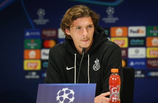 Union s Fedde Leysen pictured during a press conference, PK, Pressekonferenz of Belgian soccer team Royale Union Saint-Gilloise in Eindhoven, The Netherlands, on Monday 15 September 2025. The team prepares for tomorrow s match against Dutch team PSV Eindhoven, on the opening day of the League phase of the UEFA Champions League tournament. VIRGINIExLEFOUR  x134347938x