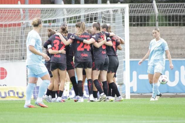 15 09 2025, xgrfx, Soccer Google Pixel Women Bundesliga, Bayer Leverkusen 1 FC Union Berlin v l Goal, Vanessa Fudalla Bayer Leverkusen DFL DFB REGULATIONS PROHIBIT ANY USE OF PHOTOGRAPHS as IMAGE SEQUENCES and or QUASI VIDEO Leverkusen