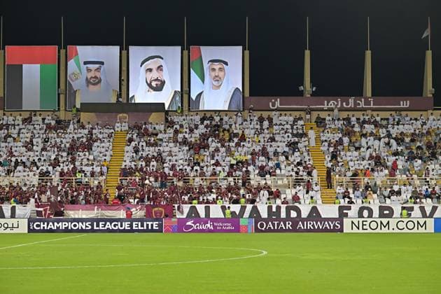 Al-Ittihad v Al-Wehda - AFC Champions League ABU DHABI, UNITED ARAB EMIRATES - SEPTEMBER 15: Fans cheer on their teams from the stands during the Asian Champions League (AFC) match between Al-Ittihad and Al-Wehda at the Al Nahyan Stadium in Abu Dhabi, United Arab Emirates, on September 15, 2025. Waleed Zein Anadolu Abu Dhabi United Arab Emirates. Editorial use only. Please get in touch for any other usage.  Copyright: x2025xAnadoluxWaleedxZeinx