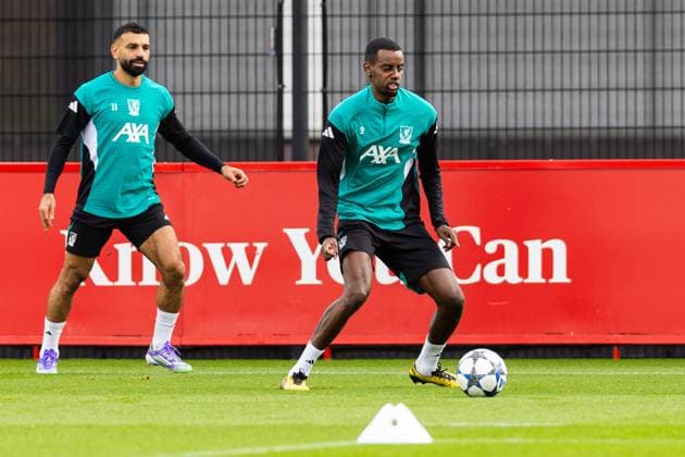 Football - UEFA Champions League - Liverpool FC v AtlÃ tico de Madrid - MD-1 LIVERPOOL, ENGLAND - Tuesday, September 16, 2025: Liverpool s Alexander Isak during a training session at the AXA Training Centre ahead of the UEFA Champions League match between Liverpool FC and AtlÃ tico de Madrid. (Photo by Jessica Hornby Propaganda)  Copyright: xDavidxRawcliffex P2025-09-16-LFC-Training-Atletico-25