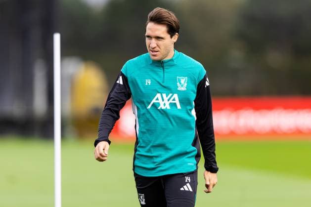 Football - UEFA Champions League - Liverpool FC v AtlÃ tico de Madrid - MD-1 LIVERPOOL, ENGLAND - Tuesday, September 16, 2025: Liverpool s Federico Chiesa during a training session at the AXA Training Centre ahead of the UEFA Champions League match between Liverpool FC and AtlÃ tico de Madrid. (Photo by Jessica Hornby Propaganda)  Copyright: xDavidxRawcliffex P2025-09-16-LFC-Training-Atletico-19