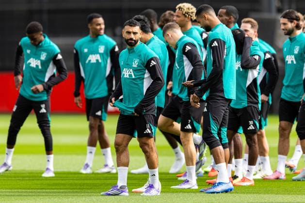 Football - UEFA Champions League - Liverpool FC v AtlÃ tico de Madrid - MD-1 LIVERPOOL, ENGLAND - Tuesday, September 16, 2025: Liverpool s Mohamed Salah during a training session at the AXA Training Centre ahead of the UEFA Champions League match between Liverpool FC and AtlÃ tico de Madrid. (Photo by Jessica Hornby Propaganda)  Copyright: xDavidxRawcliffex P2025-09-16-LFC-Training-Atletico-39