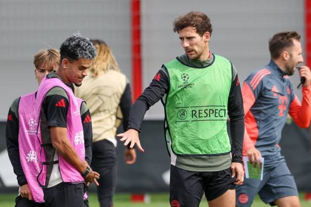 Leon Goretzka FC Bayern Muenchen, 08 with Luis Diaz FC Bayern Muenchen, 14 , GER, Final training, FC Bayern Muenchen, Football, UEFA Champions League, League phase, Matchday 1, 2025 2026 season, 16 09 2025, GER, Final training, FC Bayern Muenchen, Football, UEFA Champions League, League phase, Matchday 1, 2025 2026 season, 16 09 2025 Muenchen Copyright: xEibner-Pressefoto JennixMaulx EP_JML