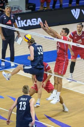 September 16, 2025, Quezon City, Manila, Philippines: France vs Finland in their Pool Phase match during the FIVB Mens Volleyball World Championship, WM, Weltmeisterschaft 2025 in Manila, Philippines. In a 5 set match, Olympic Champions France are beaten 3 sets to 2 by Finland Quezon City Philippines - ZUMAr144 20250916_zap_r144_017 Copyright: xJaynexRussellx