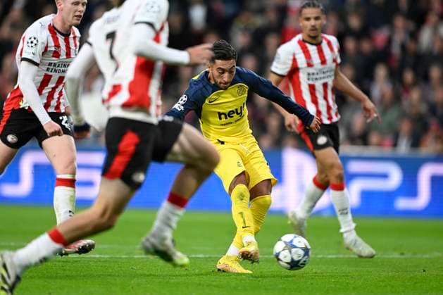 PSV Eindhoven v Royale Union Saint-Gilloise - UEFA Champions League EINDHOVEN, NETHERLANDS - SEPTEMBER 16 : Ait El Hadj Anouar midfielder of Union Saint-Gilloise scores a goal during the UEFA Champions League 2025 26 League Phase MD1 match between PSV Eindhoven and Royale Union Saint-Gilloise on September 16, 2025 in Eindhoven, Netherlands, 16 09 2025 Eindhoven Netherlands  Copyright: xNicoxVereeckenx