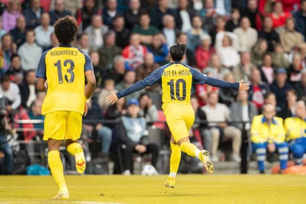 Anouar Ait El Hadj Union Saint Gilloise celebrates after scoring his team s second goal during the UEFA Champions League 2025 26 League Phase MD1 match between PSV Eindhoven and R Union Saint Gilloise at PSV Stadion on September 16, 2025 in Eindhoven, Netherlands