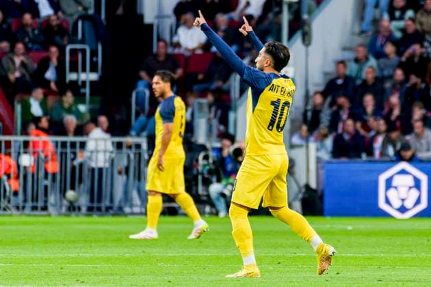 Anouar Ait El Hadj of Royale Union Saint-Gilloise celebrates after scoring his teams second goal PSV Eindhoven v Royale Union Saint-Gilloise, , UEFA Champions League 2025 26 League Phase MD1 - PSV Eindhoven v Royale Union Saint-Gilloise, Philips Stadion, September 16, 2025, Eindhoven, Netherlands.