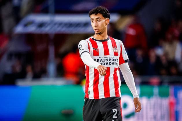 EINDHOVEN , 16-09-2025 , Philips Stadium , season 2025 2026 , UEFA Champions League football , league phase, match between PSV and Union SG , picture shows PSV player Anass Salah-Eddine PSV - Union SG  x31053611x Copyright: