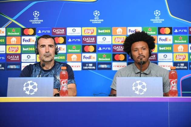 UEFA Champions League - Pafos FC press conference, PK, Pressekonferenz - Pafos FC player Bruno Felipe and Juan Carlos Carcedo coach attend a press conference ahead of the UEFA Champions League Phase matchday 1 soccer match between Olympiacos FC and Pafos FC in Stadium Georgios Karaiskakis in Piraeus, Greece, 10 September 2024.. IMAGO ONE INCH PRODUCTIONS PIRAEUS Greece Copyright: xONExINCHxPRODUCTIONSx 6657941