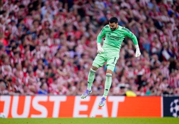 Arsenal goalkeeper David Raya celebrates their side s first goal of the game scored by Gabriel Martinelli of Arsenal (Not pictured) Athletic Bilbao v Arsenal, UEFA Champions League, Group Stage, Football, Estadio de San Mames, Bilbao, Spain - 16 Sep 2025Bilbao Estadio de San Mames Spain EDITORIAL USE ONLY No use with unauthorised audio, video, data, fixture lists, club league logos or live services. Online in-match use limited to 120 images, no video emulation. No use in betting, games or single club league player publications. Copyright: xSergioxRuiz Shutterstockx 15481341cr