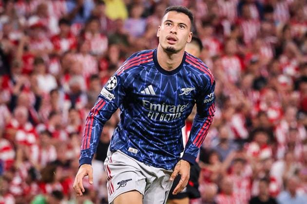 September 16, 2025, Bilbao, Spain, Spain: Gabriel MARTINELLI of Arsenal celebrates his goal during the UEFA Champions League, League Phase MD1 match between Athletic Club and Arsenal FC at San Mames Stadium on September 16, 2025 in Bilbao, Spain. Marcos Calvo Bilbao Spain - ZUMAm308 20250916_zsp_m308_011 Copyright: xMatthieuxMirvillex