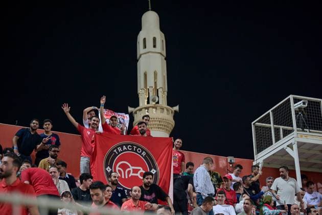 AFC Champions League: Shabab Al-Ahli v Tractor DUBAI, UNITED ARAB EMIRATES - SEPTEMBER 16: Tractor fans cheer for their team during the AFC Champions League match between Shabab Al-Ahli and Tractor at Rashid Stadium in Dubai, United Arab Emirates on September 16, 2025. Waleed Zein Anadolu Dubai United Arab Emirates. Editorial use only. Please get in touch for any other usage.  Copyright: x2025xAnadoluxWaleedxZeinx