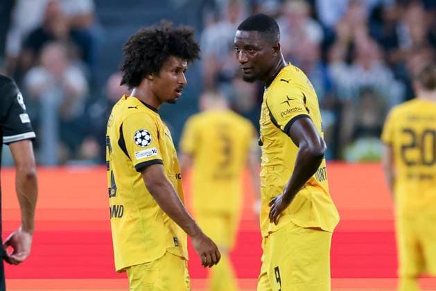 Karim Adeyemi Borussia Dortmund and Serhou Guirassy Borussia Dortmund look dejected, UEFA Champions League 2025 26 League Phase MD1, Juventus v Borussia Dortmund, Juventus Stadium on September 16, 2025 in Turin, Italy Photo by Marco Steinbrenner DeFodi Images Karim Adeyemi Borussia Dortmund and Serhou Guirassy Borussia Dortmund look dejected, UEFA Champions League 2025 26 League Phase MD1, Juventus v Borussia Dortmund, Juventus Stadium, September 16, 2025 in Turin, Italy Photo by Marco Steinbrenner DeFodi Images