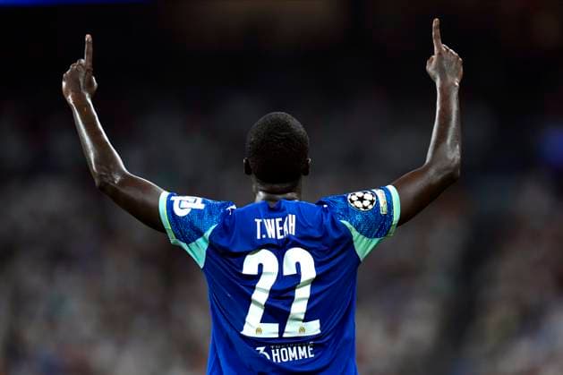 ESP: Real Madrid v Olympique de Marseille. UEFA Champions League. Matchday 1. Timothy Weah of Olympique Marsella during the UEFA Champions League match, between Real Madrid and Olympique de Marseille, matchday 1, played at Santiago Bernabeu Stadium on September 16, 2025 in Madrid, Spain. kpng Copyright: xCesarxCebollax xPRESSINx PS_250916_RMA_MAR_749