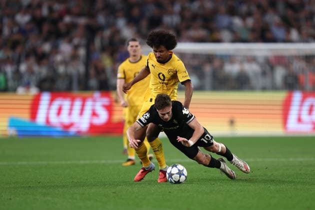 Karin Adeyemi (Borussia Dortmund) und Kenan Yildiz (Juventus FC) , UEFA Champions League 2025 26 League Phase MD1, Juventus v Borussia Dortmund - UEFA Champions League 2025 26 League Phase MD1, Allianz Stadium, September 16, 2025, Turin, Italy.