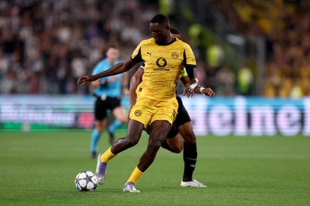 Serhou Guirassy (Borussia Dortmund) controls the ball, UEFA Champions League 2025 26 League Phase MD1, Juventus v Borussia Dortmund - UEFA Champions League 2025 26 League Phase MD1, Allianz Stadium, September 16, 2025, Turin, Italy.