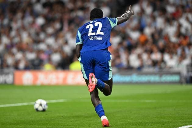 REAL MADRID CF v OLYMPIQUE DE MARSEILLE. CHAMPIONS LEAGUE 2025 2026. ROUND 1. Olympique de Marseille s Timothy Weah celebrates goal during Champions League 2024 2025 Round 1 match. September 16,2025. (ALTERPHOTOS Jorge Ropero) MadridSpain  Copyright: xJorgexRoperox