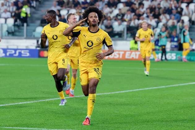 Karim Adeyemi Borussia Dortmund celebrates after scoring his teams first goal, UEFA Champions League 2025 26 League Phase MD1, Juventus v Borussia Dortmund, Juventus Stadium on September 16, 2025 in Turin, Italy Photo by Marco Steinbrenner DeFodi Images Karim Adeyemi Borussia Dortmund celebrates after scoring his teams first goal, UEFA Champions League 2025 26 League Phase MD1, Juventus v Borussia Dortmund, Juventus Stadium, September 16, 2025 in Turin, Italy Photo by Marco Steinbrenner DeFodi Images