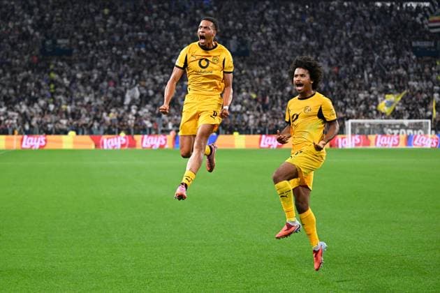 Turin, Allianz Stadium, 16 09 25, ITA, Men, UEFA Champions Leaugue, Season 2025 2026, Juventus Turin Borussia Dortmund Picture Felix NMECHA Dortmund cheers after his goal for 1 2 UEFA regulations prohibit any use of photographs as image sequences and or quasi video Piedmont Italy