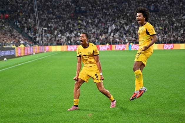 Turin, Allianz Stadium, 16 09 25, ITA, Men, UEFA Champions Leaugue, Season 2025 2026, Juventus Turin Borussia Dortmund Picture Felix NMECHA Dortmund cheers after his goal for 1 2 UEFA regulations prohibit any use of photographs as image sequences and or quasi video Piedmont Italy
