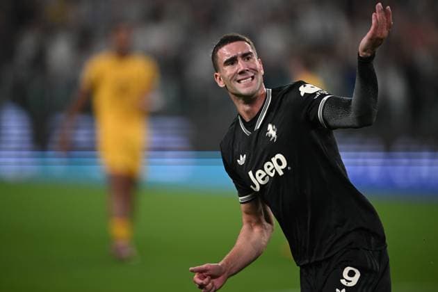 Cm Torino 16 09 2025 - Champions League Juventus-Borussia Dortmund foto Cristiano Mazzi Image nella foto: esultanza gol Dusan Vlahovic 