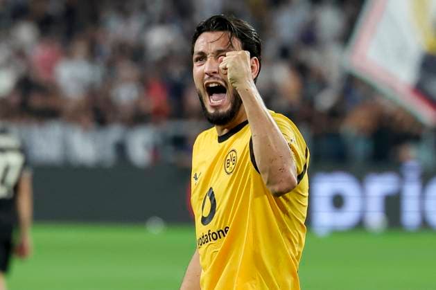 Ramy Bensebaini Borussia Dortmund celebrates after scoring his teams fourth goal, UEFA Champions League 2025 26 League Phase MD1, Juventus v Borussia Dortmund, Juventus Stadium on September 16, 2025 in Turin, Italy Photo by Marco Steinbrenner DeFodi Images Ramy Bensebaini Borussia Dortmund celebrates after scoring his teams fourth goal, UEFA Champions League 2025 26 League Phase MD1, Juventus v Borussia Dortmund, Juventus Stadium, September 16, 2025 in Turin, Italy Photo by Marco Steinbrenner DeFodi Images