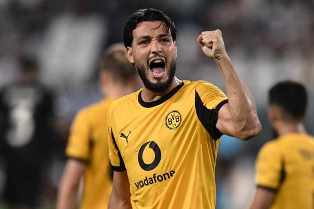 Db Torino 16 09 2025 - Champions League Juventus-Borussia Dortmund foto Daniele Buffa Image nella foto: esultanza gol Ramy Bensebaini 
