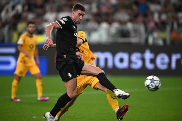 Cm Torino 16 09 2025 - Champions League Juventus-Borussia Dortmund foto Cristiano Mazzi Image nella foto: gol Dusan Vlahovic 