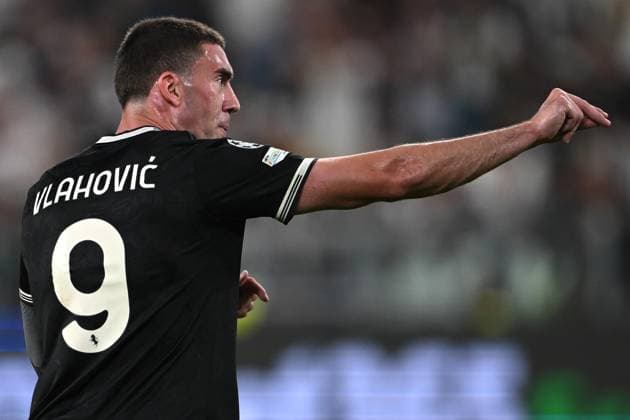 Cm Torino 16 09 2025 - Champions League Juventus-Borussia Dortmund foto Cristiano Mazzi Image nella foto: esultanza gol Dusan Vlahovic 