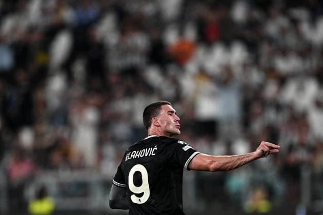 Cm Torino 16 09 2025 - Champions League Juventus-Borussia Dortmund foto Cristiano Mazzi Image nella foto: esultanza gol Dusan Vlahovic 