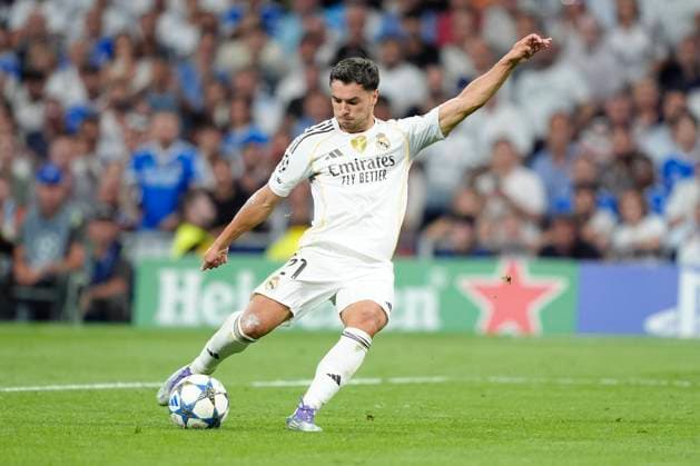 Real Madrid CF - Olympique de Marseille - UEFA Champions League in Spain - 16 Sep 2025 Brahim Díaz of Real Madrid CF is seen in action during the UEFA Champions League match between Real Madrid CF and Olympique de Marseille at the Santiago Bernabéu. Final Score; Real Madrid 2 - 1 Olympique de Marseille Madrid Spain Copyright: xGokhanxTanerx xSOPAxImagesx Gokhan-Taner_SOPAImages_RMAvOM_16092025_00054