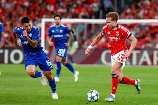 Estadio da Luz Andreas Schjelderup of SL Benfica in action during the UEFA Champions League 2025 26 League Phase MD1 match between SL Benfica and Qarabag FK at Estadio da Luz on September 16, 2025 UEFA Champions League League Phase MD1 - SL Benfica vs Qarabag FK (Valter Gouveia SPP) Copyright: xValterxGouveia SPPx spp-en-VaGo-VG_L7268