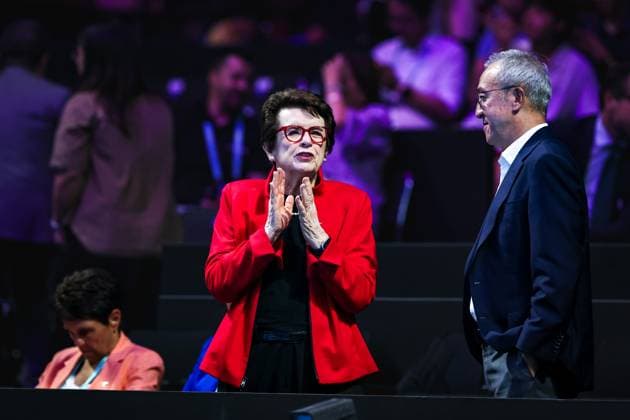SHENZHEN, CHINA - SEPTEMBER 16: American tennis player Billie Jean King is seen during the 2025 Billie Jean King Cup Finals quarterfinal match between Italy and China at Shenzhen Bay Sports Centre Arena on September 16, 2025 in Shenzhen, Guangdong Province of China.  Copyright: xVCGx 111591343084