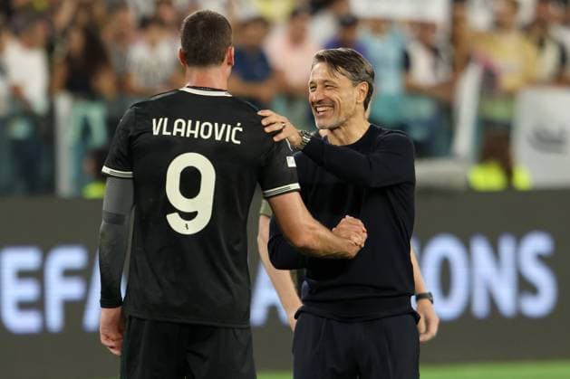 DUSAN VLAHOVIC, Juventus, NIKO KOVAC, Borussia Dortmund, Champions League, 2025-26, Juventus vs Borussia Dortmund 4-4, 16-09-2025, Azione, Action, Close up, Gesti CHAMPIONS LEAGUE 2025-26 JUVENTUS-BORUSSI DORTMUND 4-4