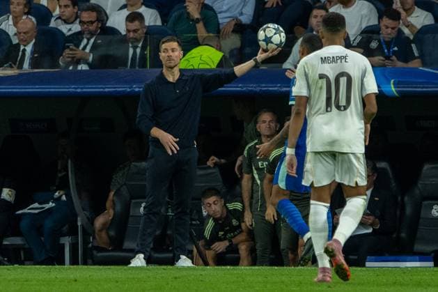September 16, 2025, Madrid, Spain: Xabi Alonso, Real Madrid coach, seen during the UEFA Champions League match between Real Madrid CF and Olympique de Marseille at the Santiago BernabÃ u. Final Score; Real Madrid 2 - 1 Olympique de Marseille Madrid Spain - ZUMAs197 20250916_aaa_s197_392 Copyright: xDavidxCanalesx