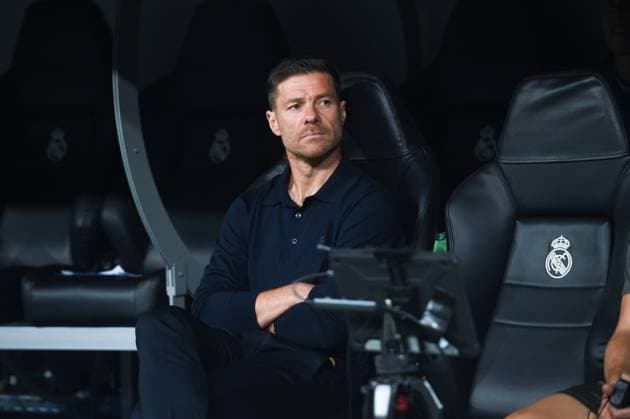 (250917) -- MADRID, Sept. 17, 2025 -- Xabi Alonso, coach of Real Madrid, reacts during the first round match of UEFA Champions League between Real Madrid and Olympique Marseille in Madrid, Spain, on Sept. 16, 2025. (Photo by Xinhua) (SP)SPAIN-MADRID-FOOTBALL-UEFA CHAMPIONS LEAGUE-REAL MADRID VS OLYMPIQUE MARSEILLE GustavoxValiente 