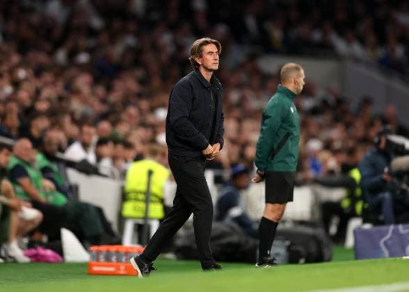 16th September 2025; Tottenham Hotspur Stadium, London, England; UEFA Champions League Football, Tottenham Hotspur versus Villareal; Tottenham Hotspur manager Thomas Frank on the touchline  JohnxPatrickxFletcher