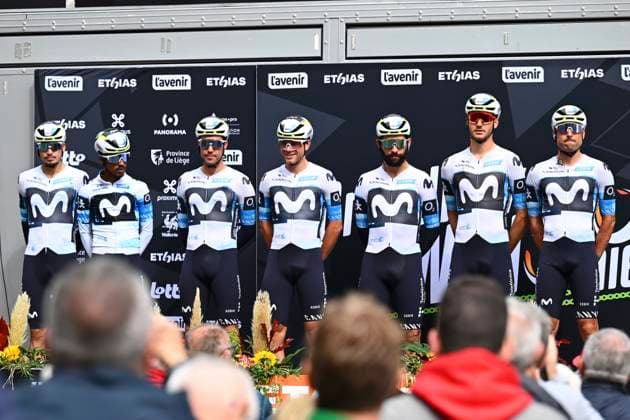 Grand Prix de Wallonie 2025 Cycling Race NAMUR, BELGIUM - SEPTEMBER 17 : team Movistar during the 66th edition of Grand Prix de Wallonie an UCI ProSeries 1.Pro one day cycling road race for Men Elite of 187 km with start in Dison and finish in Citadelle de Namur on September 17, 2025 in Namur, Belgium, 17 09 2025 ( Motordriver Stefan Boone - Namur Belgium  Copyright: xVincentxKalutx