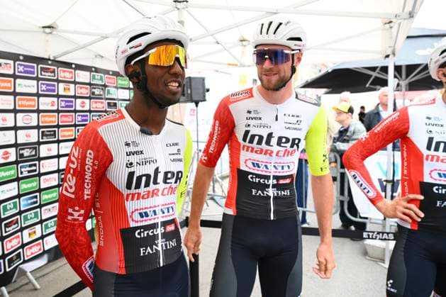 Grand Prix de Wallonie 2025 Cycling Race NAMUR, BELGIUM - SEPTEMBER 17 : Girmay Biniam (ERI) of Intermarche - Wanty and Rex Laurenz (BEL) of Intermarche - Wanty during the 66th edition of Grand Prix de Wallonie an UCI ProSeries 1.Pro one day cycling road race for Men Elite of 187 km with start in Dison and finish in Citadelle de Namur on September 17, 2025 in Namur, Belgium, 17 09 2025 ( Motordriver Stefan Boone - Namur Belgium  Copyright: xVincentxKalutx