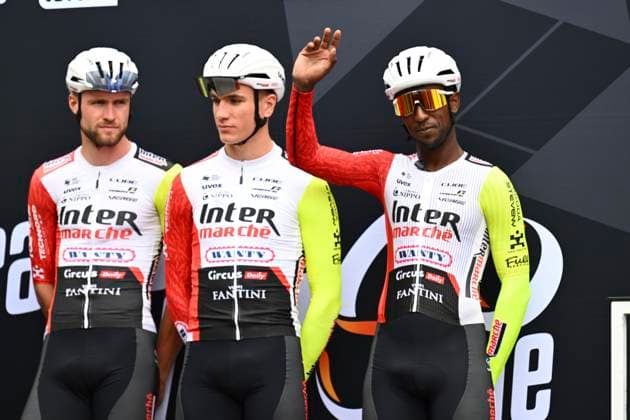 Grand Prix de Wallonie 2025 Cycling Race NAMUR, BELGIUM - SEPTEMBER 17 : Girmay Biniam (ERI) of Intermarche - Wanty during the 66th edition of Grand Prix de Wallonie an UCI ProSeries 1.Pro one day cycling road race for Men Elite of 187 km with start in Dison and finish in Citadelle de Namur on September 17, 2025 in Namur, Belgium, 17 09 2025 ( Motordriver Stefan Boone - Namur Belgium  Copyright: xVincentxKalutx