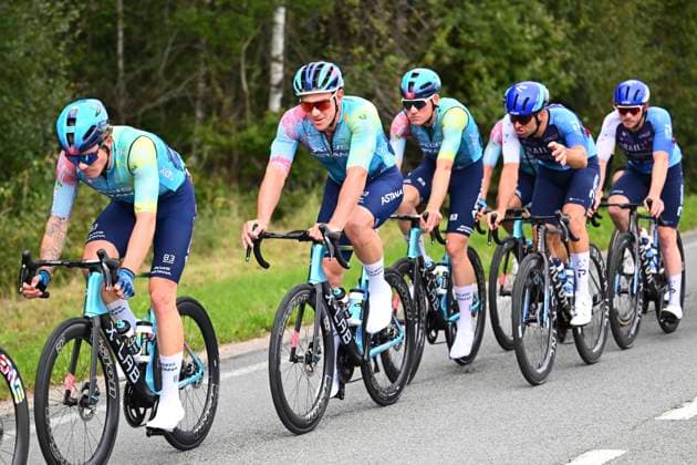 Grand Prix de Wallonie 2025 Cycling Race NAMUR, BELGIUM - SEPTEMBER 17 : riders of XDS Astana Team and riders of Israel - Premier Tech during the 66th edition of Grand Prix de Wallonie an UCI ProSeries 1.Pro one day cycling road race for Men Elite of 187 km with start in Dison and finish in Citadelle de Namur on September 17, 2025 in Namur, Belgium, 17 09 2025 ( Motordriver Stefan Boone - Namur Belgium  Copyright: xVincentxKalutx