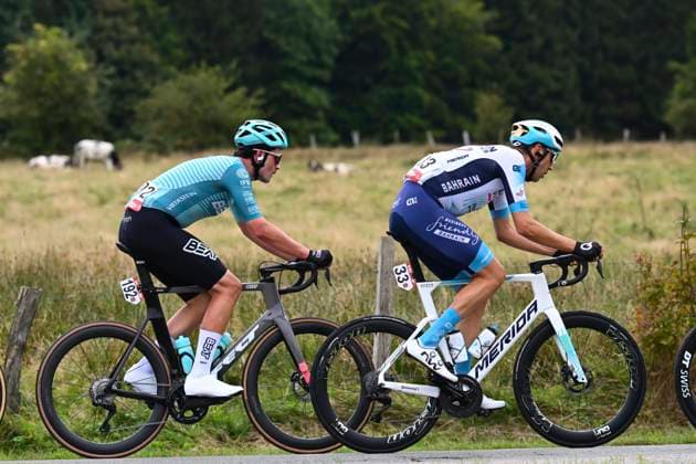 Grand Prix de Wallonie 2025 Cycling Race NAMUR, BELGIUM - SEPTEMBER 17 : Dissel Bram (NED) of BEAT Cycling Club, Gradek Kamil (POL) of Bahrain - Victorious during the 66th edition of Grand Prix de Wallonie an UCI ProSeries 1.Pro one day cycling road race for Men Elite of 187 km with start in Dison and finish in Citadelle de Namur on September 17, 2025 in Namur, Belgium, 17 09 2025 ( Motordriver Stefan Boone - Namur Belgium  Copyright: xVincentxKalutx