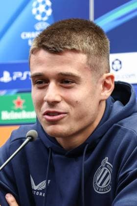 Club s Nicolo Tresoldi pictured during a press conference, PK, Pressekonferenz of Belgian soccer team Club Brugge, in Brugge, on Wednesday 17 September 2025. The team is preparing for a game against French team AS Monaco on Thursday, on the opening day of the League phase of the UEFA Champions League tournament. BRUNOxFAHY  x134516643x