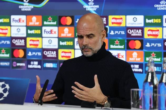 September 17, 2025, Manchester, Naples, England: Josep Guardiola Coach of Manchester City reacts during a press conference, PK, Pressekonferenz ahead of the UEFA Champions League 2025 26 League Phase at Manchester City Football Academy on September 17, 2025 in Manchester, EnglandJosep Guardiola Coach of Manchester City reacts during a press conference ahead of the UEFA Champions League 2025 26 League Phase at Manchester City Football Academy on September 17, 2025 in Manchester, England Manchester England - ZUMAl131 20250917_zsp_l131_011 Copyright: xCiroxDexLucax