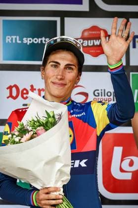 Italian Elisa Balsamo of Lidl-Trek pictured on the podium after the one day cycling race Grand Prix de Wallonie 2025 (128,7km), in Namur, on Wednesday 17 September 2025. DAVIDxPINTENS  x134523548x