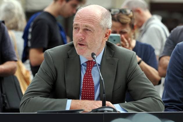 Bologna, Italia - Cronaca - 17 Settembre 2025 - sorteggio squadre per ottavi di finale coppa Davis in piazza Maggiore a Bologna - Angelo Binaghi presidente FITP - (Photo Michele Nucci LaPresse) News - Bologna, Italy - September 17, 2025 - Davis Cup Round of 16 draw in Piazza Maggiore, Bologna - (Photo Michele Nucci LaPresse)  Copyright: xMichelexNucci LaPressex
